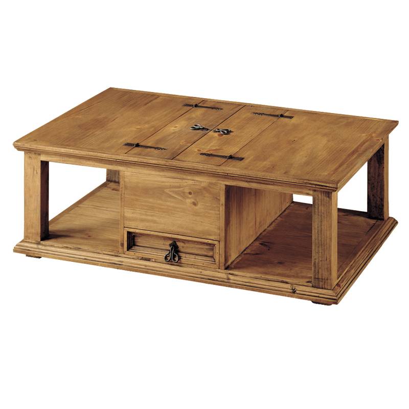 Mesa de centro estilo rústico con arcón incorporado. El Tavolino