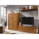 Composición modular comedor Verona. Madera de pino en color castaño. El Tavolino