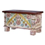 Baúl madera de mango decorado. Muebles El Tavolino