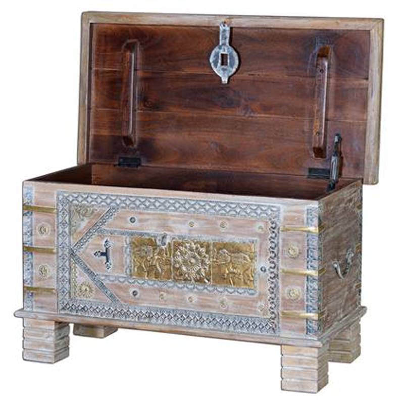 Baúl pequeño tallado elefantes. Madera de mango. El Tavolino-Alfafar