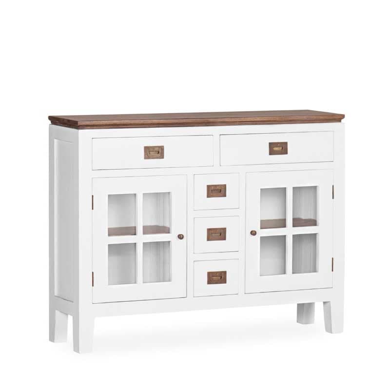 Consola colección Everest. Estilo colonial, acabado blanco y madera. El Tavolino