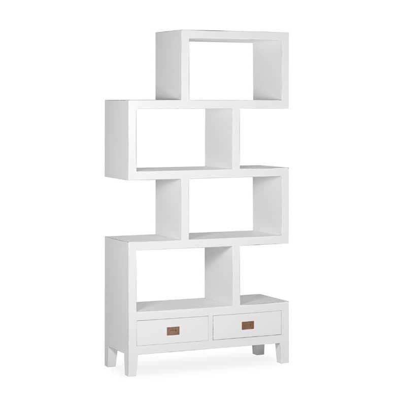 Librería de estilo colonial en blanco. Colección Everest. Muebles El Tavolino