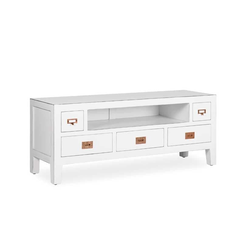 Mueble de televisión, acabado en color blanco. Estilo colonial. Colección Everest. El Tavolino