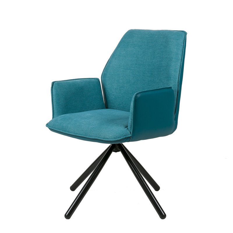 Silla tapizada giratoria en color azul. Modelo Carlyn. Muebles El Tavolino