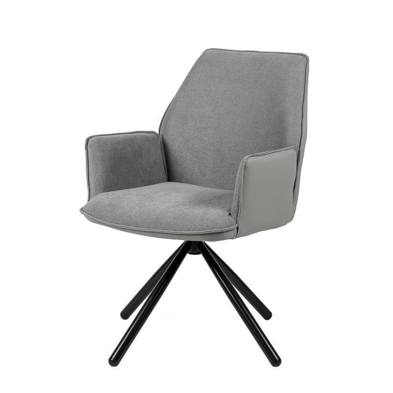 Silla tapizada giratoria en color gris. Modelo Carlyn. Muebles El Tavolino