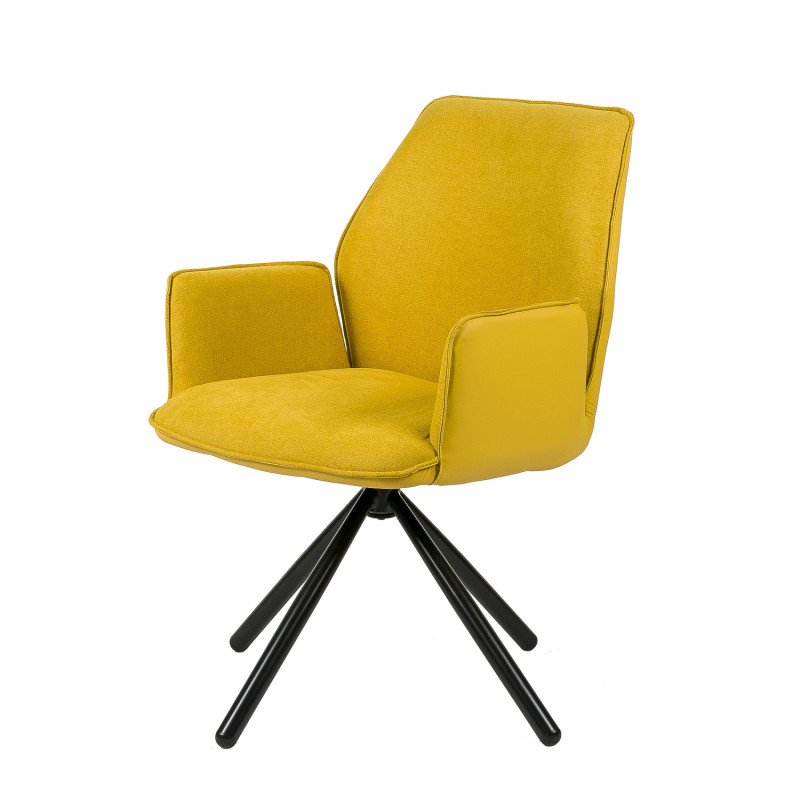 Silla tapizada giratoria. Modelo Carlyn mostaza. Muebles El Tavolino