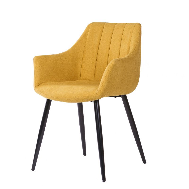 Silla modelo Fiona tapizada color mostaza. Muebles El Tavolino