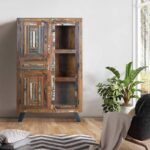 Vitrina rústica, madera maciza de mango. Muebles El Tavolino