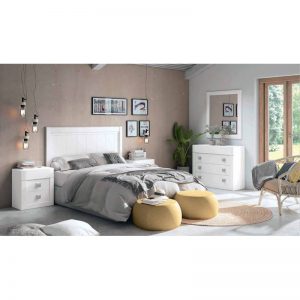 Conjunto dormitorio colección Neva. Modelo Artic lacado en blanco. Muebles El Tavolino