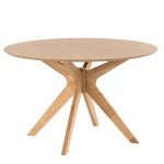 Mesa redonda en roble modelo Carmel. Muebles El Tavolino
