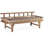 Banco de teca con colchoneta. Estilo rústico. Muebles El Tavolino