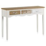 Consola de estilo vintage en blanco y madera natural. El Tavolino