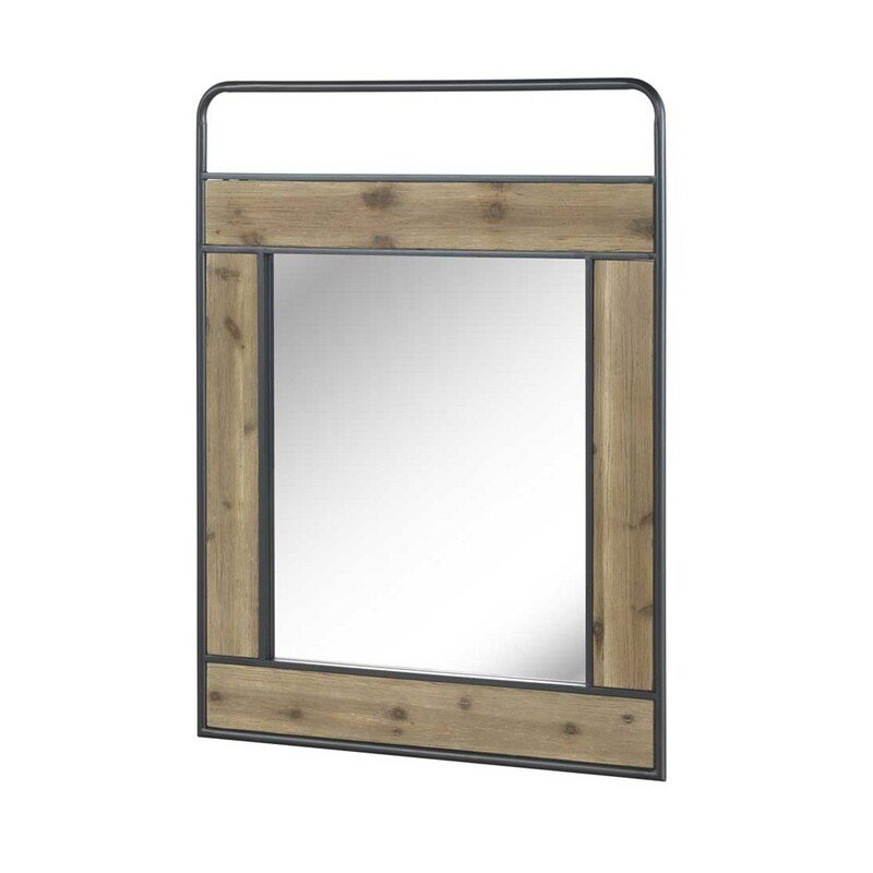 Espejo de estilo industrial en madera y hierro. El Tavolino