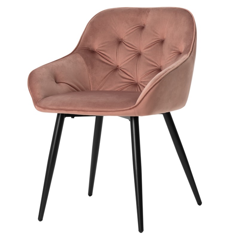 Silla con brazo modelo Blanche, tapizada terciopelo color coral. El Tavolino