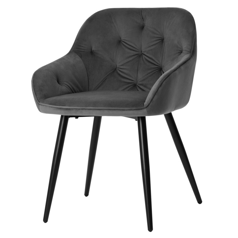 Silla con brazos de estilo moderno, modelo Blanche en tejido terciopelo color gris. El Tavolino