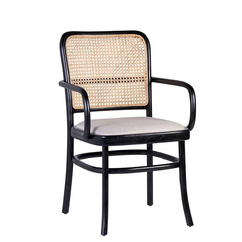 Sillón rejilla negro con brazos. El Tavolino