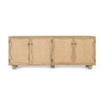 Aparador rústico de madera maciza de mango con cuatro puertas y rejilla natural.
