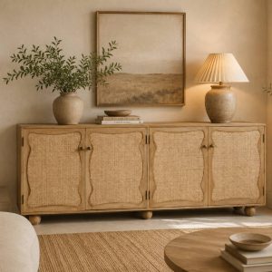 Aparador de madera de mango con rejilla natural